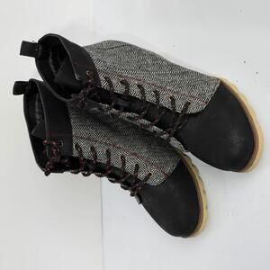 Ashley Stewart Wedge Ankle Boots Black Grey Lace Up Lug Sole W24034-0 women 10W